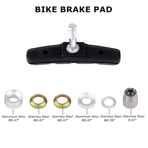 RUNGANG Bike Brake Pads, Professional Mountain Bicycle V-Brake Pads, 70mm Bike Brake Blocks Kit with Shims for Front and Back Wheel - Black