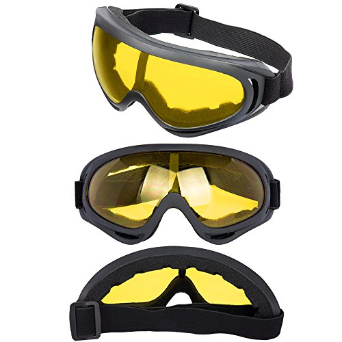 LJDJ Motorcycle Goggles - Glasses Set of 2 - Dirt Bike ATV Motocross Anti-UV Adjustable Riding Offroad Protective Combat Tactical Military Goggles for Men Women Kids Youth Adult