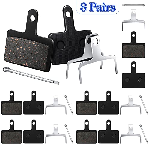 BBTO 8 Pairs Bike Brake Pads Compatible with TRP Tektro Shimano Deore Brakes Bike Brake Pads Shimano Bike Disc Brake Pads Brake Deore (Black,Copper Semi Metallic)