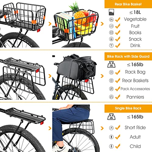 Aluminum Rear Bike Rack with Basket & Accessories