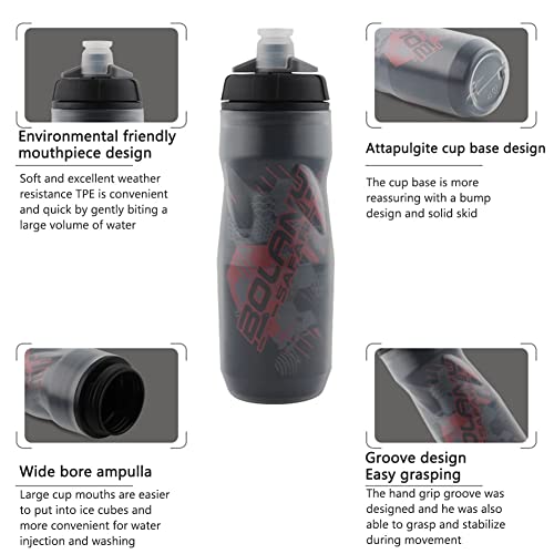 Insulated Squeeze Water Bottle for Cycling - 20oz