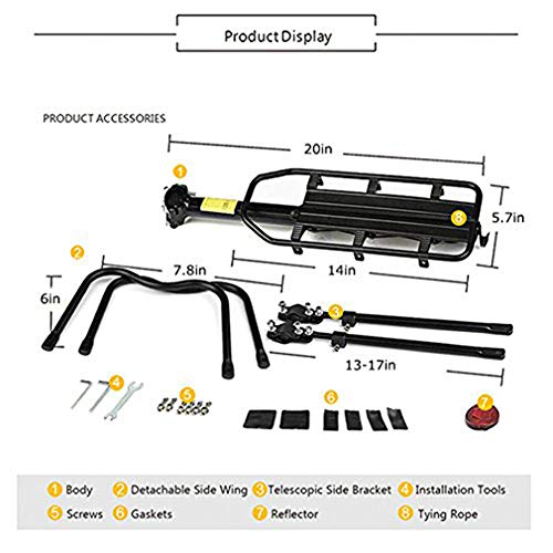 Universal Aluminum Cycling Rear Rack, 110 lbs