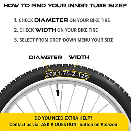 Ultraverse Bike Inner Tube for 26 X 1.75/1.95/2.10/2.125 inch Bicycle tire Sizes with Presta Valve - Rubber Tubes for Mountain and Trail, Cruisers, MTB, and All Terrain Bikes – Set of 2