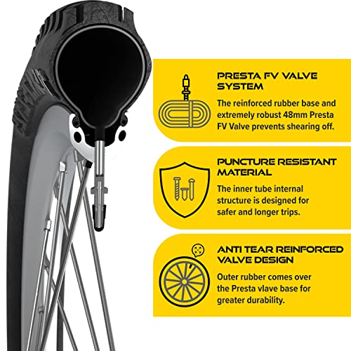 Ultraverse Bike Inner Tube for 26 X 1.75/1.95/2.10/2.125 inch Bicycle tire Sizes with Presta Valve - Rubber Tubes for Mountain and Trail, Cruisers, MTB, and All Terrain Bikes – Set of 2