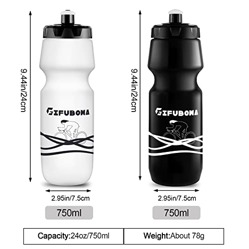 750ml Bike Water Bottles - 2 Pack White