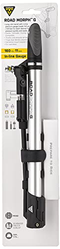 Topeak Road Morph G Bike Pump with Gauge, Black, Silver, Large x w x h ﻿35 x 5.7 x 2.8 cm/ 13.8” x 2.2” x 1.1”, TRP-3G