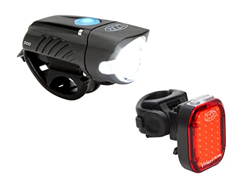 NiteRider Swift 500 Front Bike Light Vmax+ 150 Rear Bike Light Combo Pack- USB Rechargeable Bicycle Headlight LED Front Light Easy to Install Water Resistant Road Commuting Cycling Safety Flashlight
