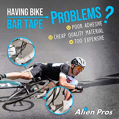 ALIEN PROS Bike Handlebar Tape PU (Set of 4) Black - Enhance Your Bike Grip with These Bicycle Handle bar Tape - Wrap Your Bike for an Awesome Comfortable Ride (Set of 4, Black)