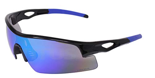 TITUS G20 All Sport Safety Glasses Shooting Eyewear Motorcycle Protection ANSI Z87+ Compliant (Without Pouch, Black Frame –Blue Rev Type Premium Multi Coated Lens)