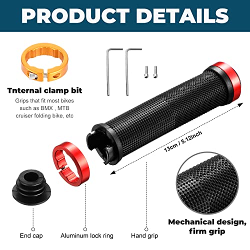 10 Pcs Bike Handlebar Grips, Double Lock Bicycle Handle Bar, for BMX, Mountain, MTB, Beach Cruiser, Scooter, Folding Bike, Soft Non Slip Rubber Hand Grip Comfortable