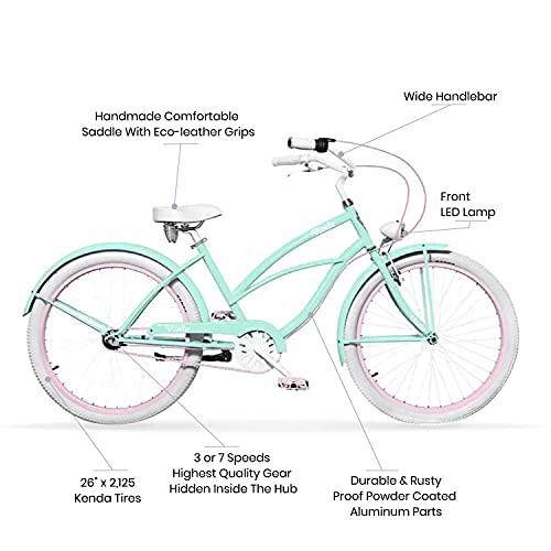 Women's Beach Cruiser Bike | Lightweight, 26-Inch | 3-Speed