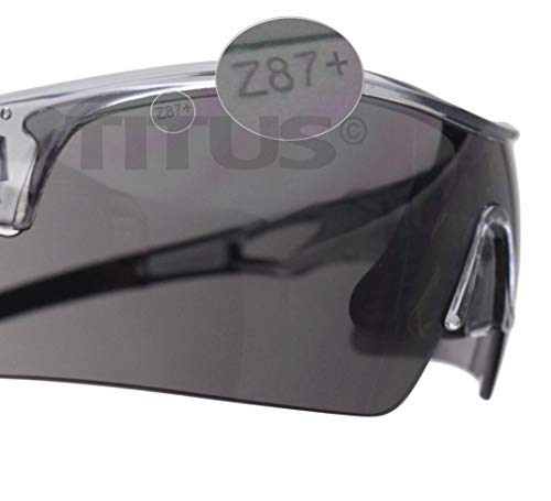 TITUS G20 All Sport Safety Glasses Shooting Eyewear Motorcycle Protection ANSI Z87+ Compliant (Without Pouch, Black Frame –Blue Rev Type Premium Multi Coated Lens)