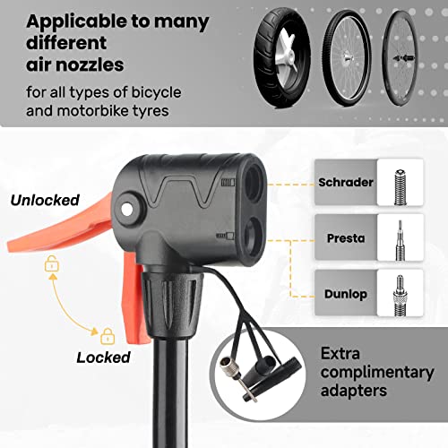 Bike Pump with Gauge - High Pressure