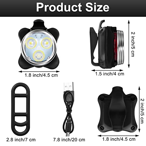 USB Rechargeable Bike Light Set - Vinsot 8 Pack