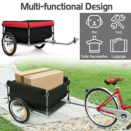 Goplus Foldable Bike Cargo Trailer with Cover
