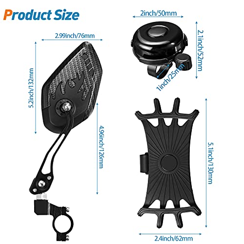 Bike Mirror Set with Bell and Phone Holder