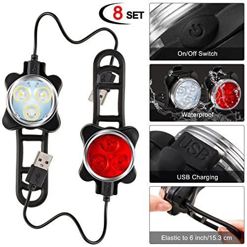 USB Rechargeable Bike Light Set - Vinsot 8 Pack