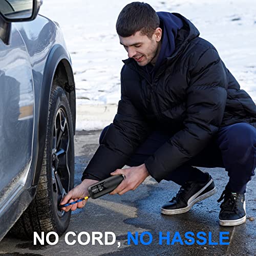 Woowind LP1 Tire Inflator and Mini Bike Pump, Portable Air Compressor for Car, Bike, 150 PSI, Auto Shut-Off with PrestaValve Schrader Valve and Dunlop Valve