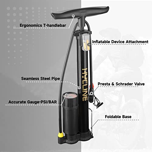 Bike Pump with Gauge - High Pressure