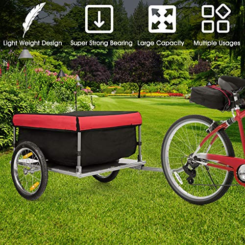 Goplus Foldable Bike Cargo Trailer with Cover