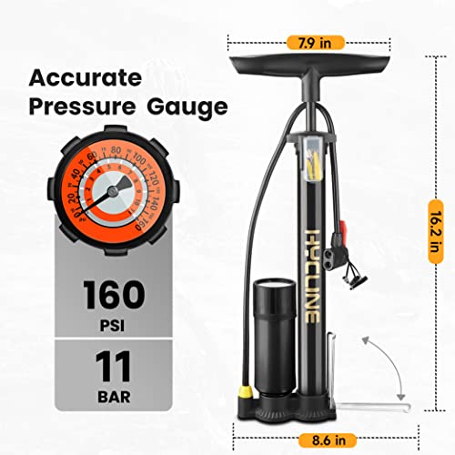Bike Pump with Gauge - High Pressure