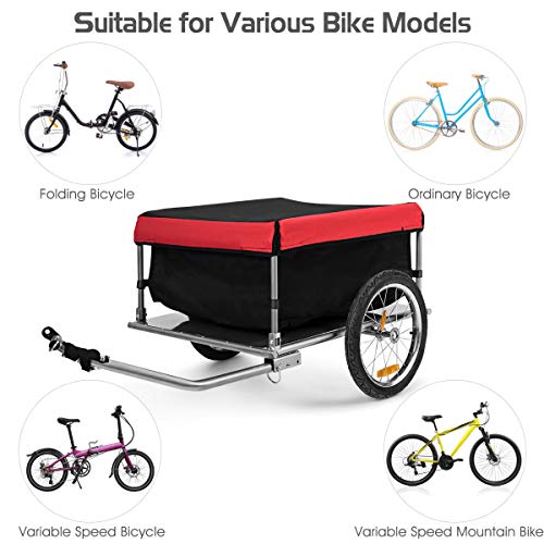 Goplus Foldable Bike Cargo Trailer with Cover