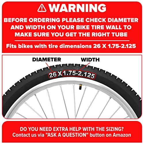 Ultraverse Bike Inner Tube for 26 X 1.75/1.95/2.10/2.125 inch Bicycle Tire with Schrader Valve – Rubber Tubes for Mountain and Trail, Cruisers, MTB, Gravel, Enduro, Downhill, City Bikes - 2 Pack