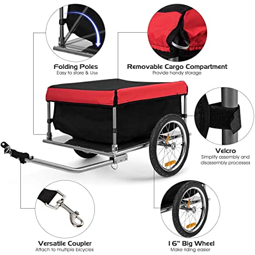 Goplus Foldable Bike Cargo Trailer with Cover
