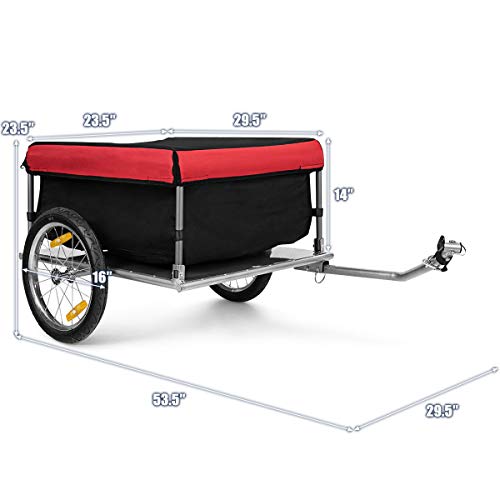 Goplus Foldable Bike Cargo Trailer with Cover