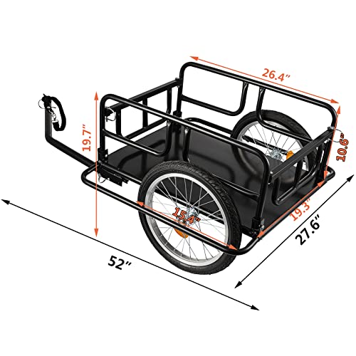 SHZOND Bike Cargo Trailer 120 LBS Weight Capacity Foldable Bicycle Trailer Cargo with 16'' Wheels for Shopping, Traveling and Carrying Stuff