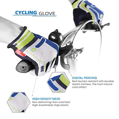 Blue Half Finger Cycling Gloves with Bumper Pad