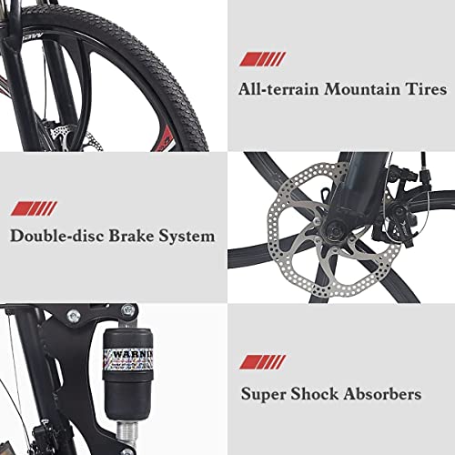 26" Folding Mountain Bike, Carbon Steel Frame, 21-speed