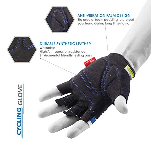 Blue Half Finger Cycling Gloves with Bumper Pad