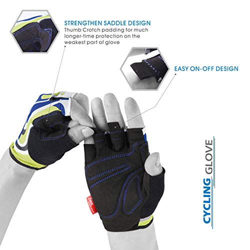 Blue Half Finger Cycling Gloves with Bumper Pad