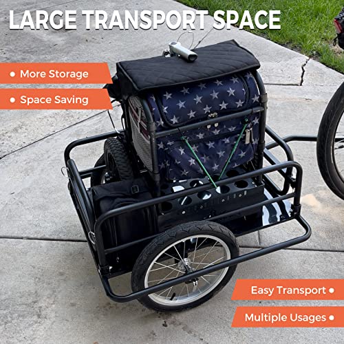 SHZOND Bike Cargo Trailer 120 LBS Weight Capacity Foldable Bicycle Trailer Cargo with 16'' Wheels for Shopping, Traveling and Carrying Stuff