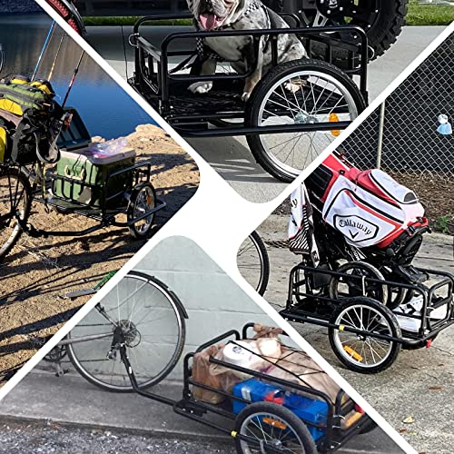 SHZOND Bike Cargo Trailer 120 LBS Weight Capacity Foldable Bicycle Trailer Cargo with 16'' Wheels for Shopping, Traveling and Carrying Stuff