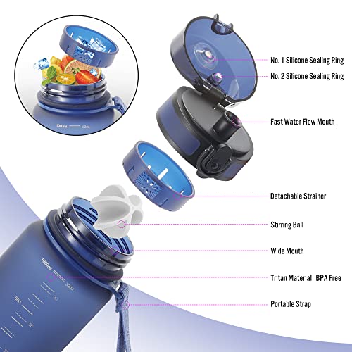 PROIRON 32OZ Workout Water Bottle with Protein Shaker
