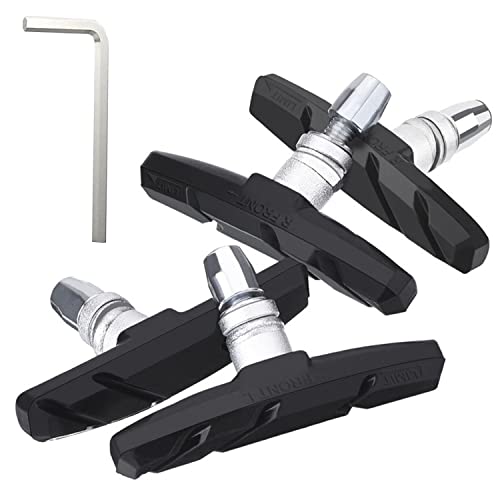 Bike Brake Pads Set, Qidoe 4PCS Road Mountain Bicycle V-Brake Blocks Shoes with Hex Nut and Shims, Universal Bicycle Brakes Pads for Front and Back Wheel, No Noise No Skid-70mm