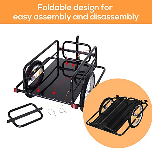 Foldable Bike Cargo Trailer with 80lbs Capacity