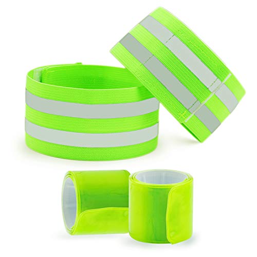 4 PCS Reflective Bands for Wrist, Arm, Ankle,Leg. High Visibility Reflective Bands, Safety Reflector Tape Straps,  High Visibility Reflective Gear for Night Running, Cycling, Walking