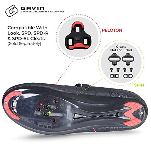 Gavin Men's Road Bike Shoes, Black/Red, 44 EU