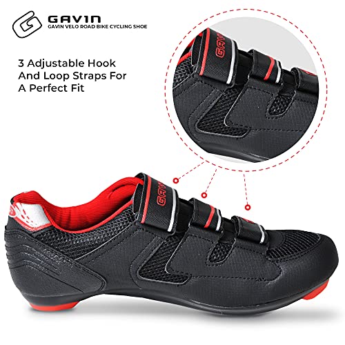 Gavin Men's Road Bike Shoes, Black/Red, 44 EU