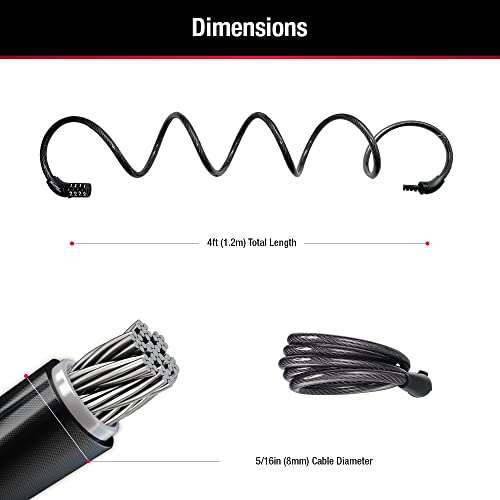 Master Lock Combination Bike Cable Lock, Black