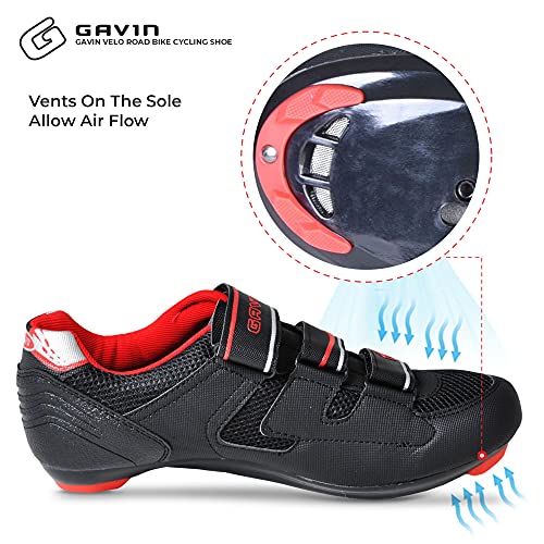 Gavin Men's Road Bike Shoes, Black/Red, 44 EU