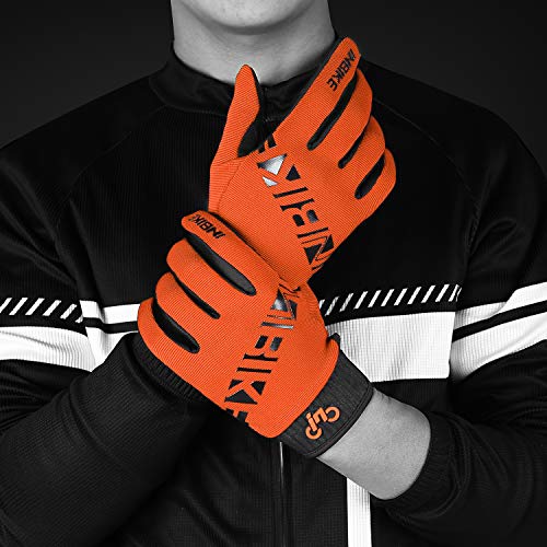 INBIKE Cycling Gloves for Men/Women Bike Gloves with Touchscreen-Padded Anti-Slip Mountain Biking MTB Bicycle Gloves for Cycling/Workout/Gym/Outdoor Orange L