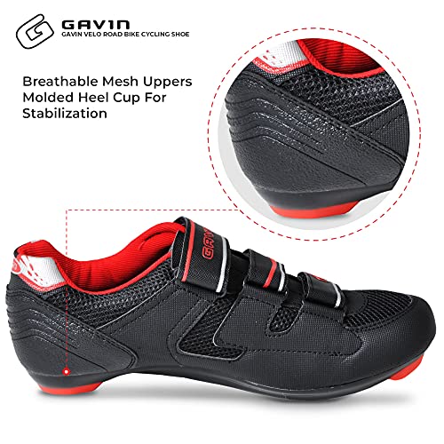 Gavin Men's Road Bike Shoes, Black/Red, 44 EU