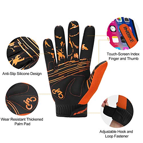 INBIKE Cycling Gloves for Men/Women Bike Gloves with Touchscreen-Padded Anti-Slip Mountain Biking MTB Bicycle Gloves for Cycling/Workout/Gym/Outdoor Orange L