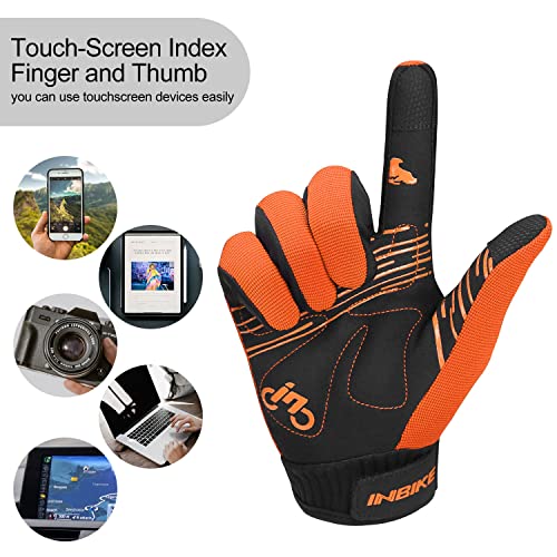 INBIKE Cycling Gloves for Men/Women Bike Gloves with Touchscreen-Padded Anti-Slip Mountain Biking MTB Bicycle Gloves for Cycling/Workout/Gym/Outdoor Orange L