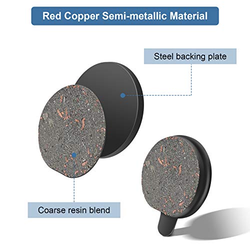 Scooter Brake Pads, Semi-Metal Bike Brake Pads, Bicycle Brake Pads, 4 Pairs Brake Pads for 10in Electric Scooter, 4mm / 0.2in