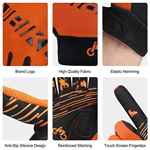 INBIKE Cycling Gloves for Men/Women Bike Gloves with Touchscreen-Padded Anti-Slip Mountain Biking MTB Bicycle Gloves for Cycling/Workout/Gym/Outdoor Orange L